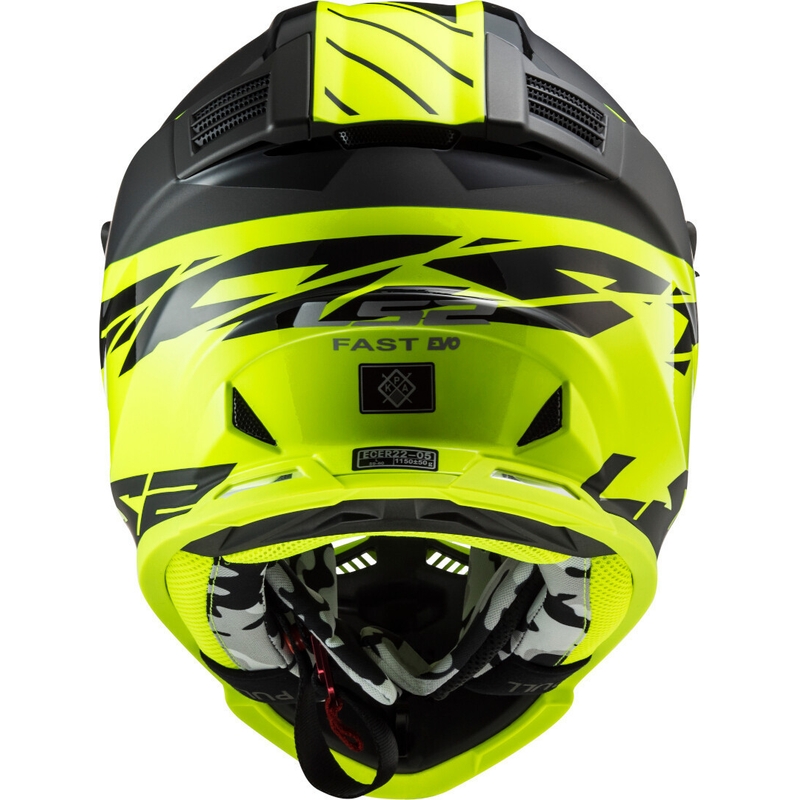 Casque de motocross LS2 MX437 Fast Evo Roar noir-jaune fluo