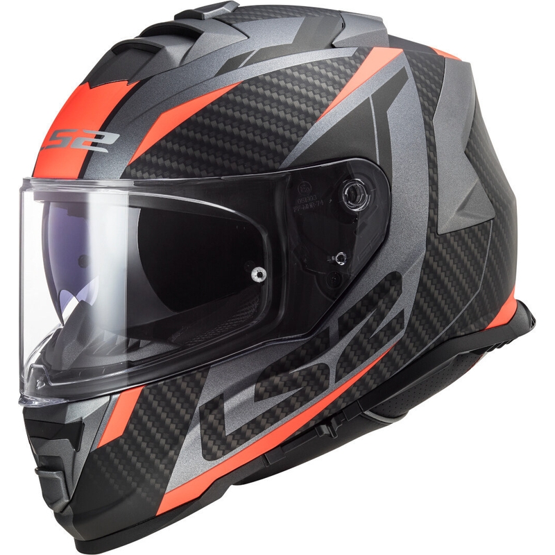 Casque moto intégral LS2 FF800 Storm Racer titane-orange fluo