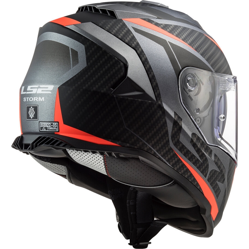Casque moto intégral LS2 FF800 Storm Racer titane-orange fluo