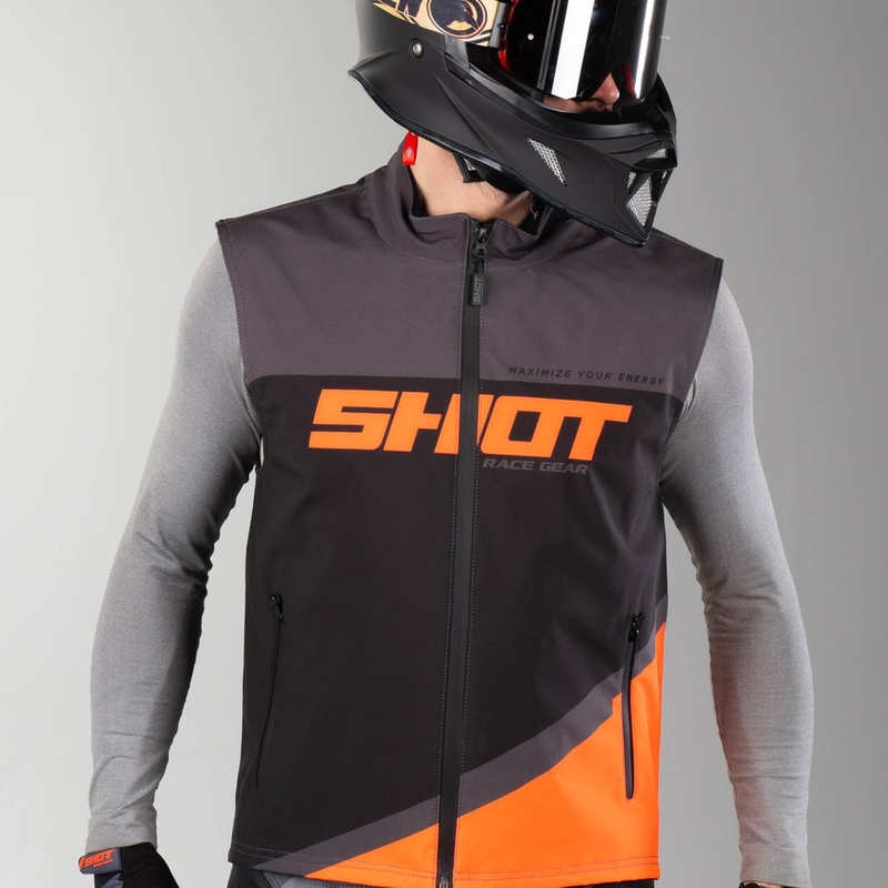 Softshellová vesta Shot Lite černo-šedo-fluo oranžová výprodej