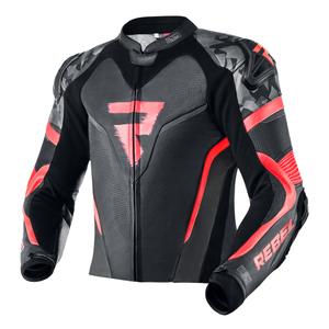 Veste de moto Rebelhorn Rebel noir-rouge fluo soldes