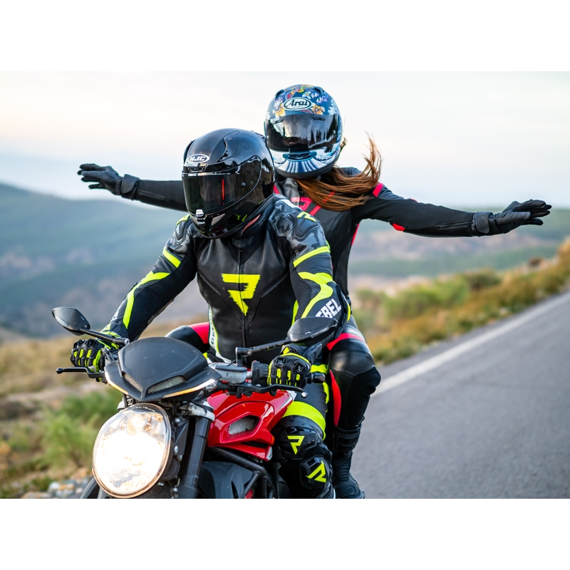 Combinaison de moto Rebelhorn Rebel noir-blanc-jaune fluo soldes
