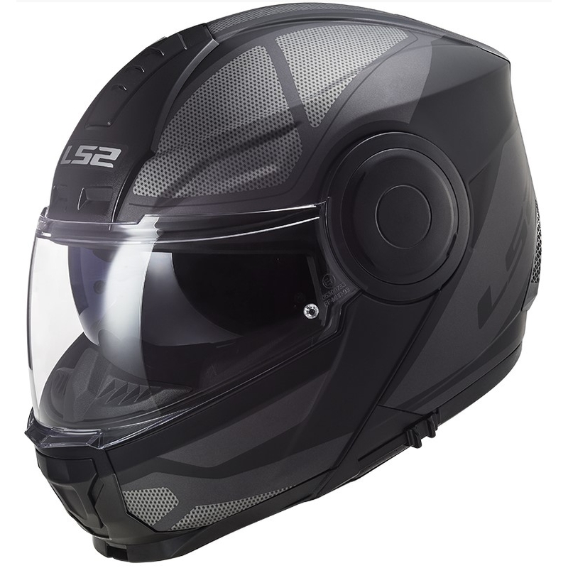 Casque moto LS2 FF902 Scope Axis noir-titane à visière relevable