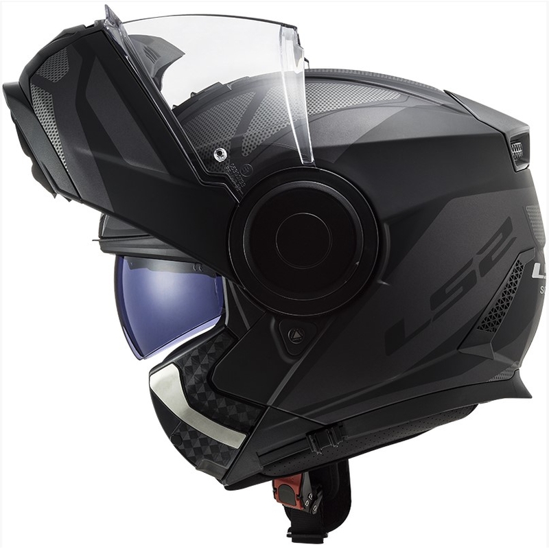 Casque moto LS2 FF902 Scope Axis noir-titane à visière relevable