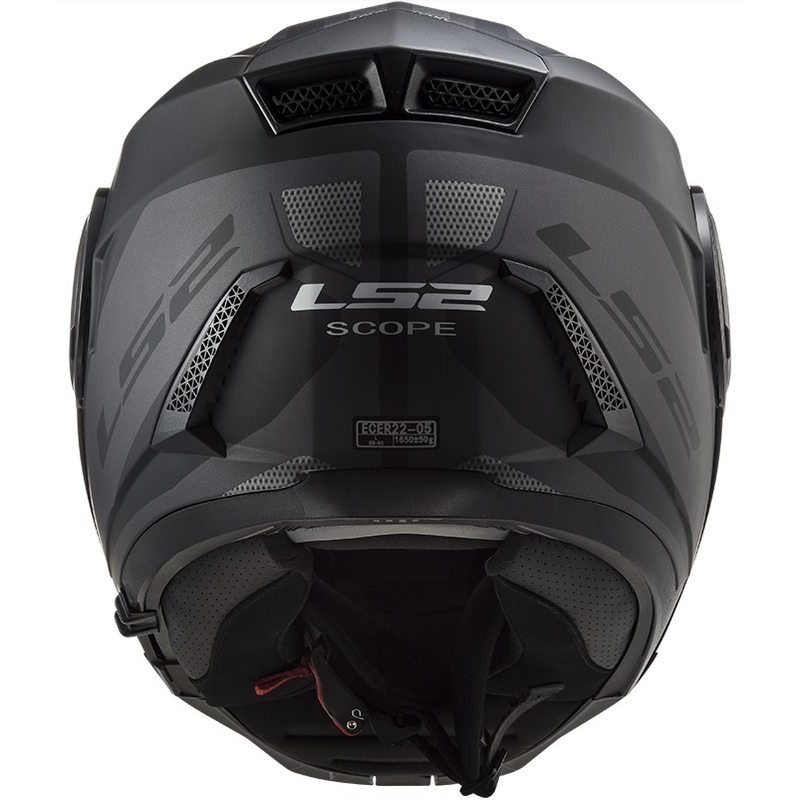 Casque moto LS2 FF902 Scope Axis noir-titane à visière relevable