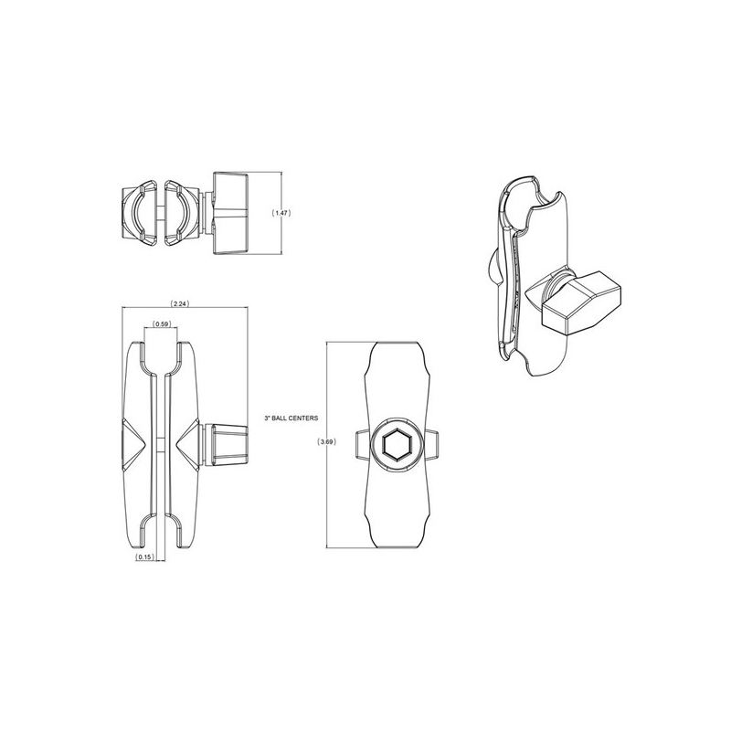 RAM Mounts for 1" ball studs - 94 mm