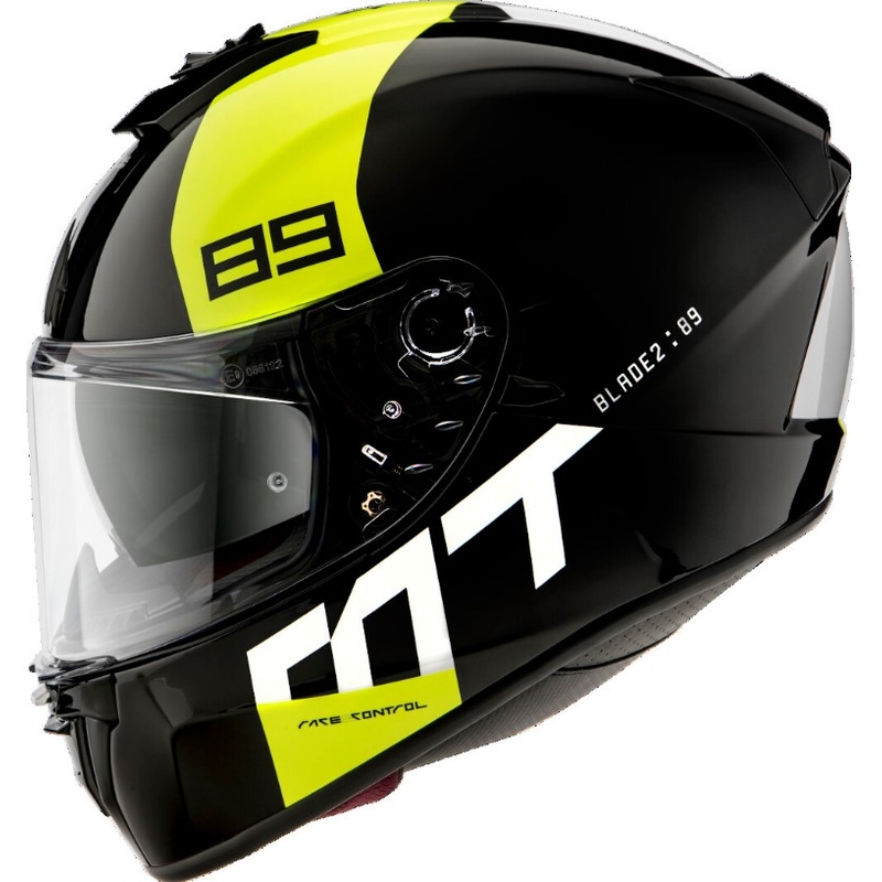 Casque moto intégral MT Blade 2 SV 89 noir-blanc-jaune fluo soldes