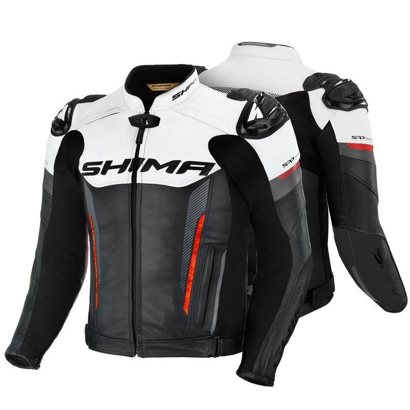 Veste de moto Shima Bandit noir-blanc-rouge soldes