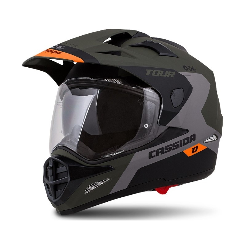 Enduro přilba Cassida Tour 1.1 Spectre černo-šedo-zeleno-fluo oranžová výprodej