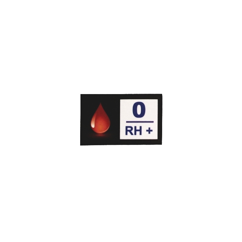 Autocollant avec groupe sanguin 0 RH+